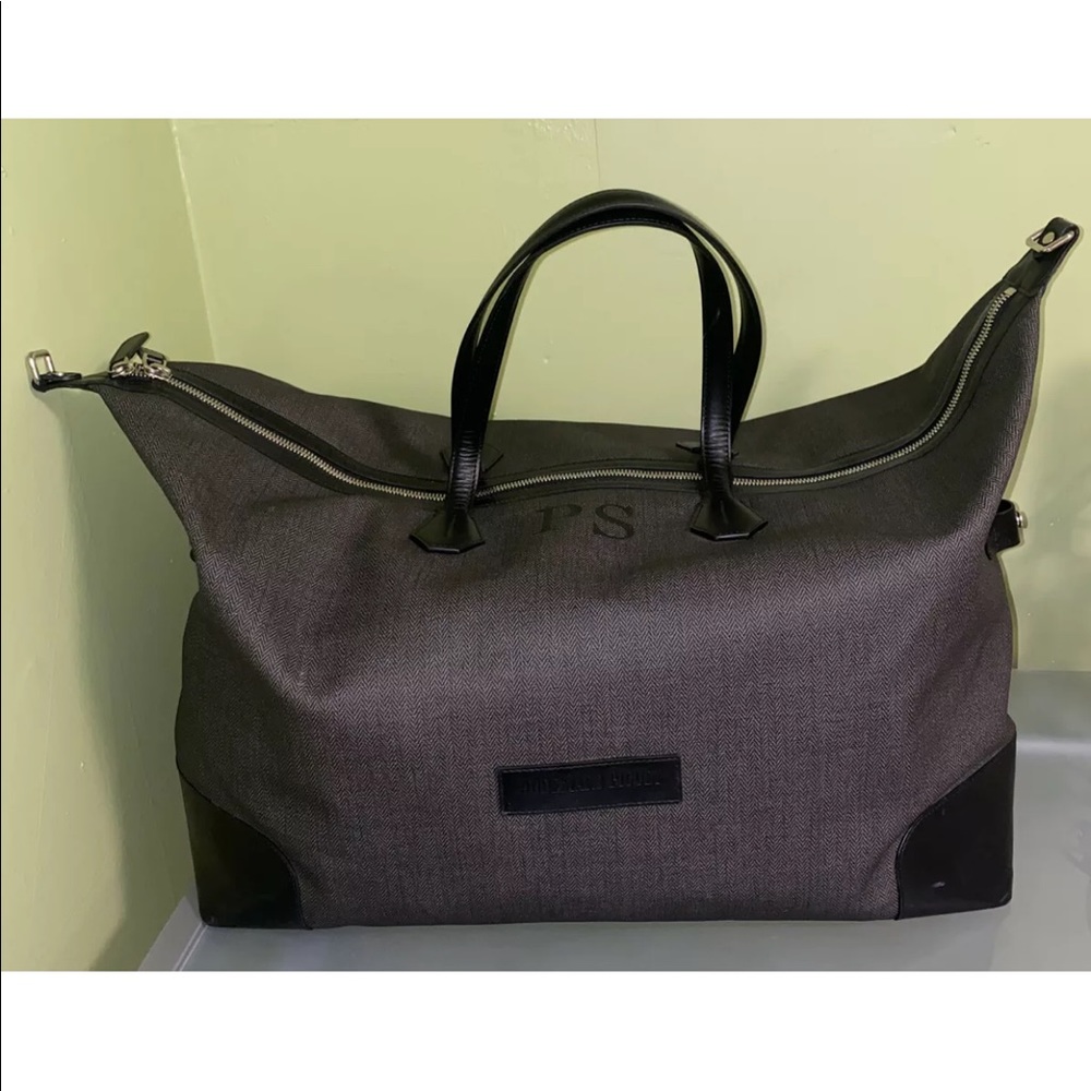 AUDEMARS PIGUET Le Brassus BLACK AND GREY HERRINGBONE LEATHER TRAVEL BAG RARE!